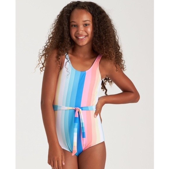 Billabong ๐ Me n You Girlsโ Striped Rainbow Tie Vacation One Piece ๐๐๏ธ - Picture 2 of 12